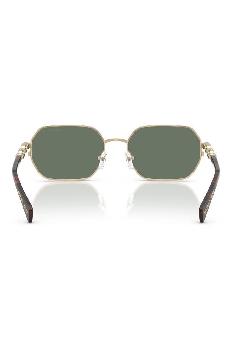 57mm Geometric Sunglasses, Alternate, color, LIGHT GOLD SHINY / GREEN SOLID