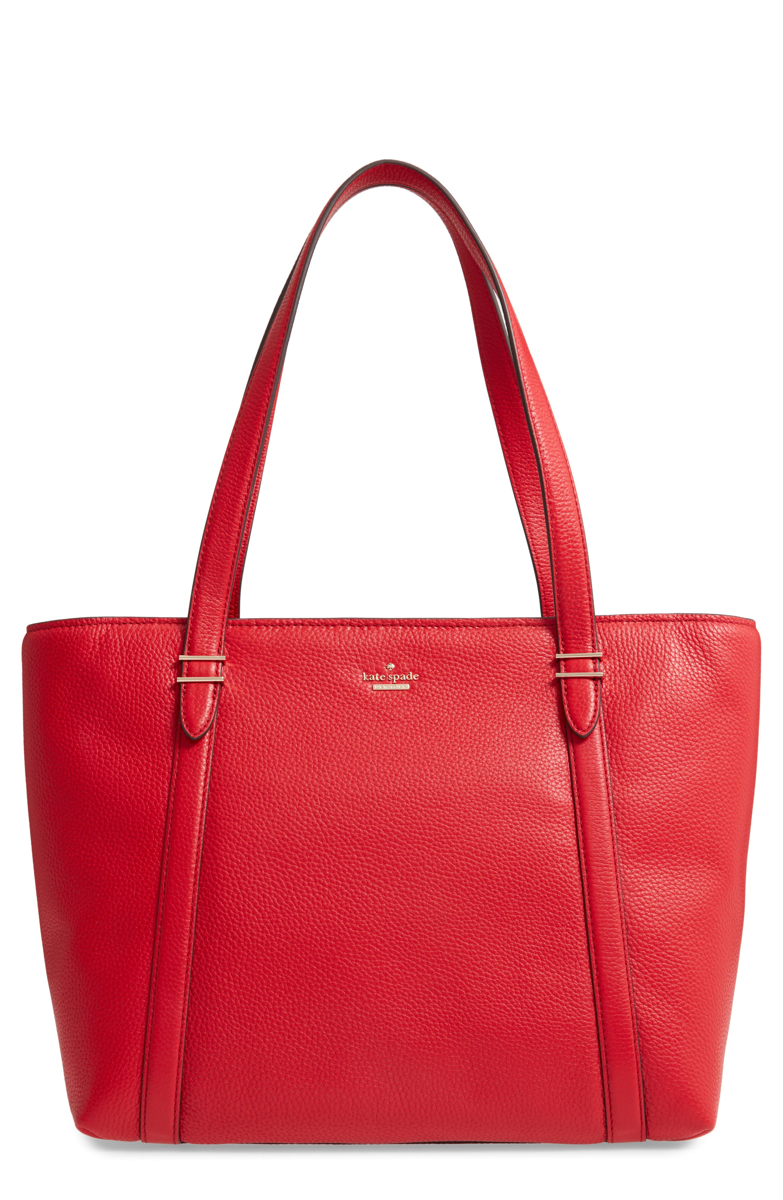 oakwood street chandra leather tote, Main, color, HOT CHILI