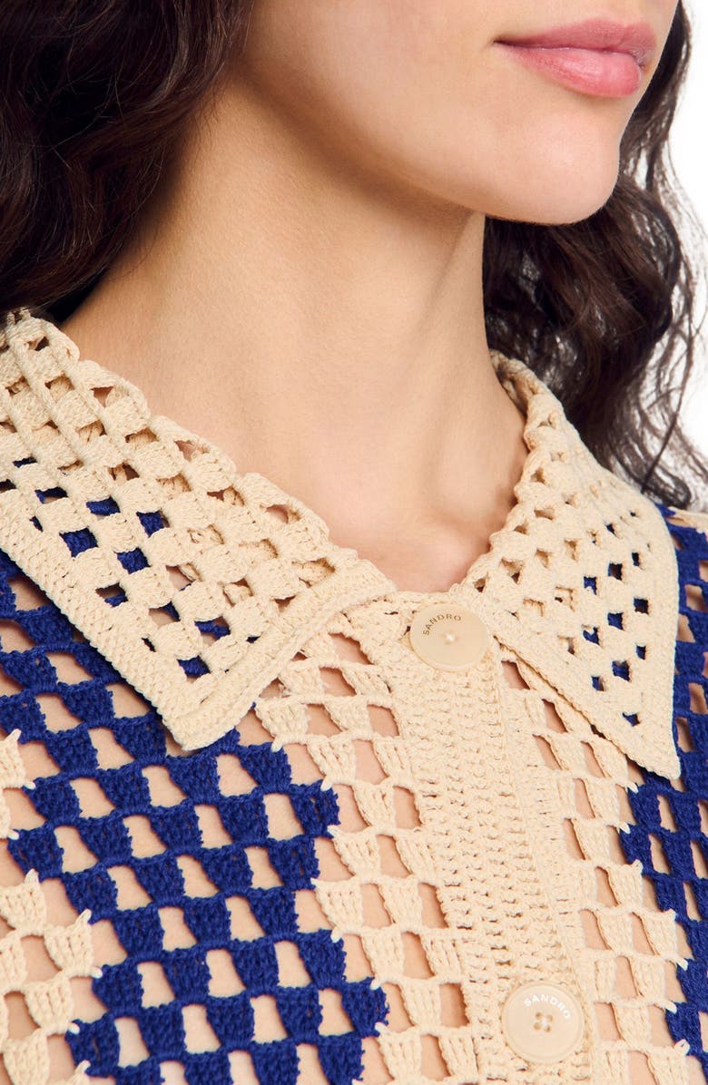 SANDRO Two-tone knit cardigan, Alternate, color, 