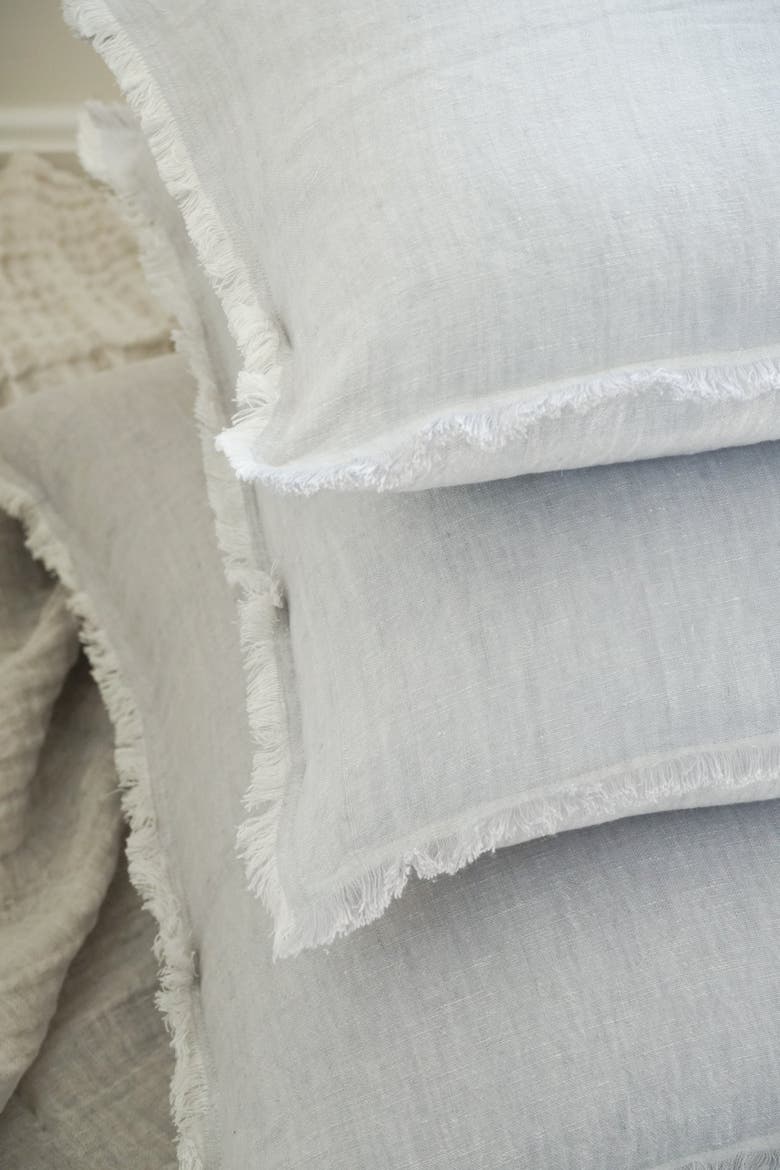 Fringe Soft Linen Pillow with Down Insert, Alternate, color, Light Grey