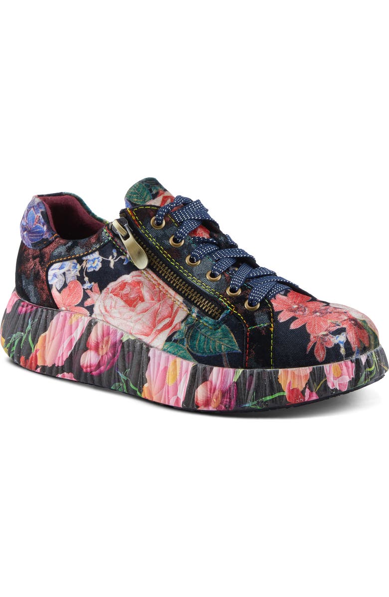 L'Artiste by Spring Step Dallyn Floral Platform Sneaker, Main, color, Black Multi