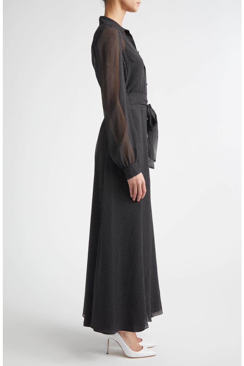 Polka Dot Long Sleeve Silk Shirtdress, Alternate, color, BLACK / ECRU MULTI