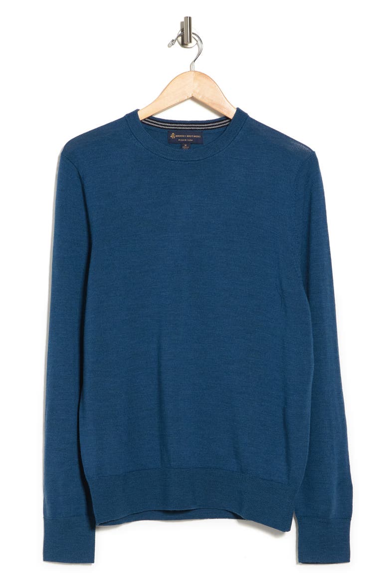 Crewneck Merino Wool Sweater, Alternate, color, MED BLUE