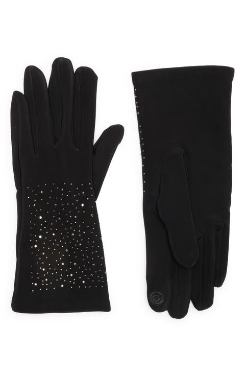 Scattered Rhinestone Gloves