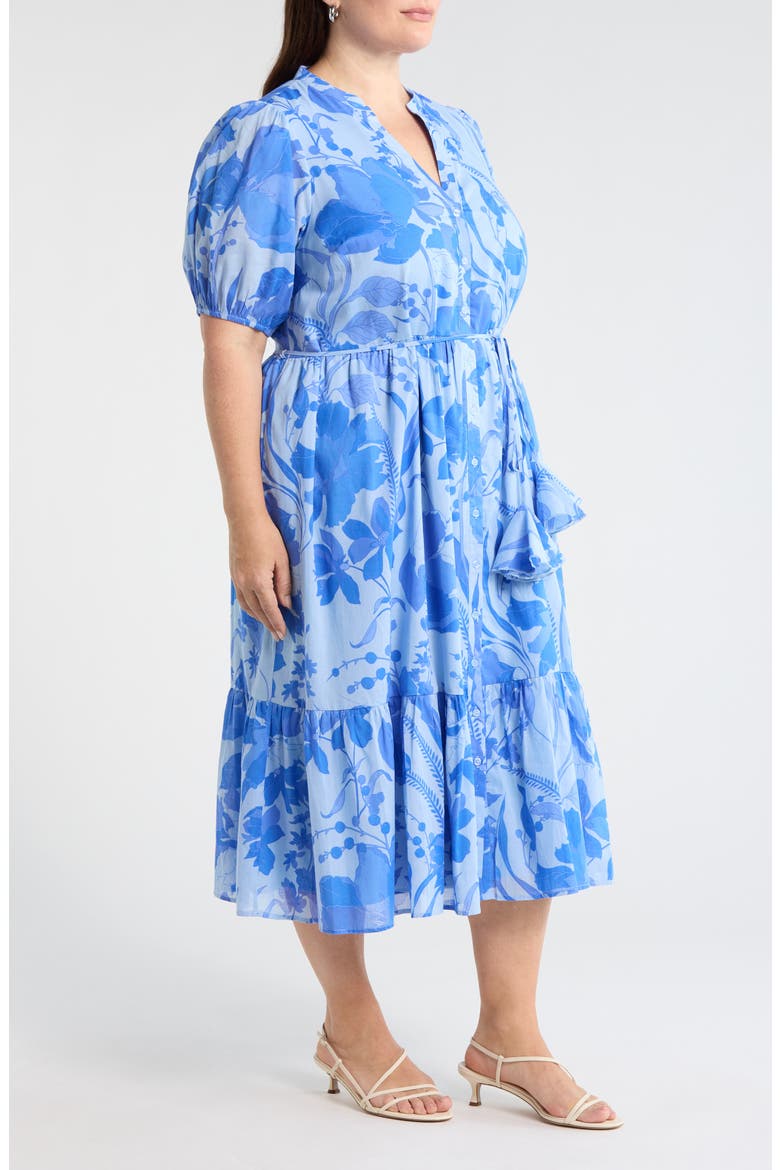 Beth Floral Button-Up Tiered Shirtdress, Alternate, color, LIGHT-BLUE-MULTI