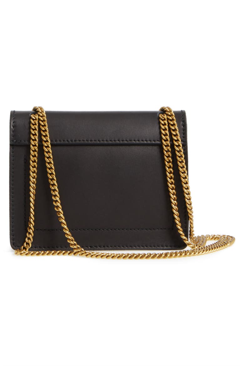 Chain Leather Crossbody Bag, Alternate, color, TRUE BLACK