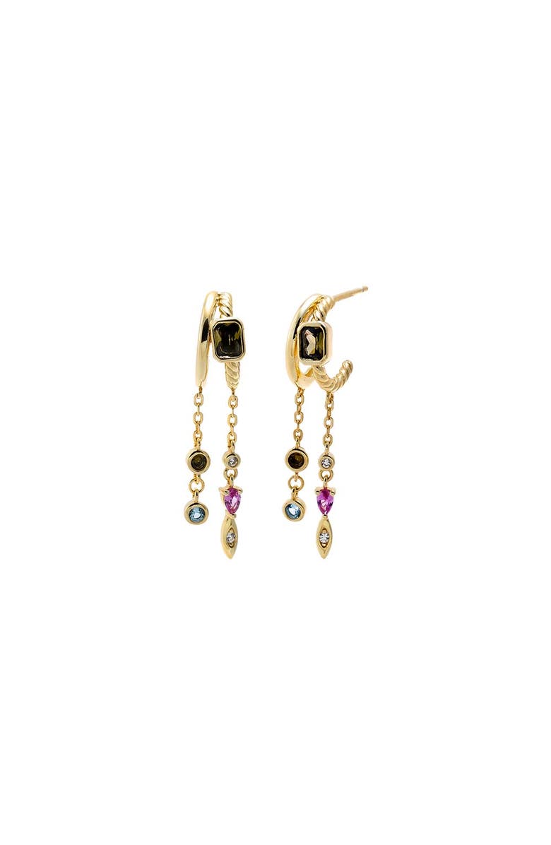 BY ADINA EDEN Black CZ Multi Charm Drop Earring, Main, color, Multi-Color
