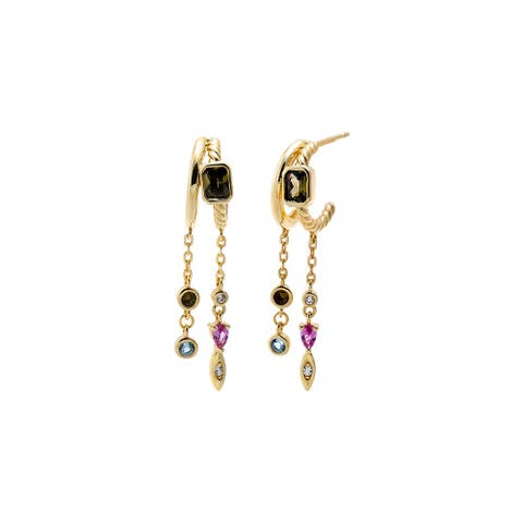Black CZ Multi Charm Drop Earring