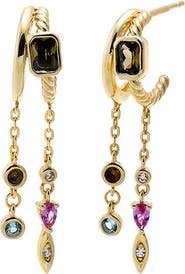 BY ADINA EDEN Black CZ Multi Charm Drop Earring