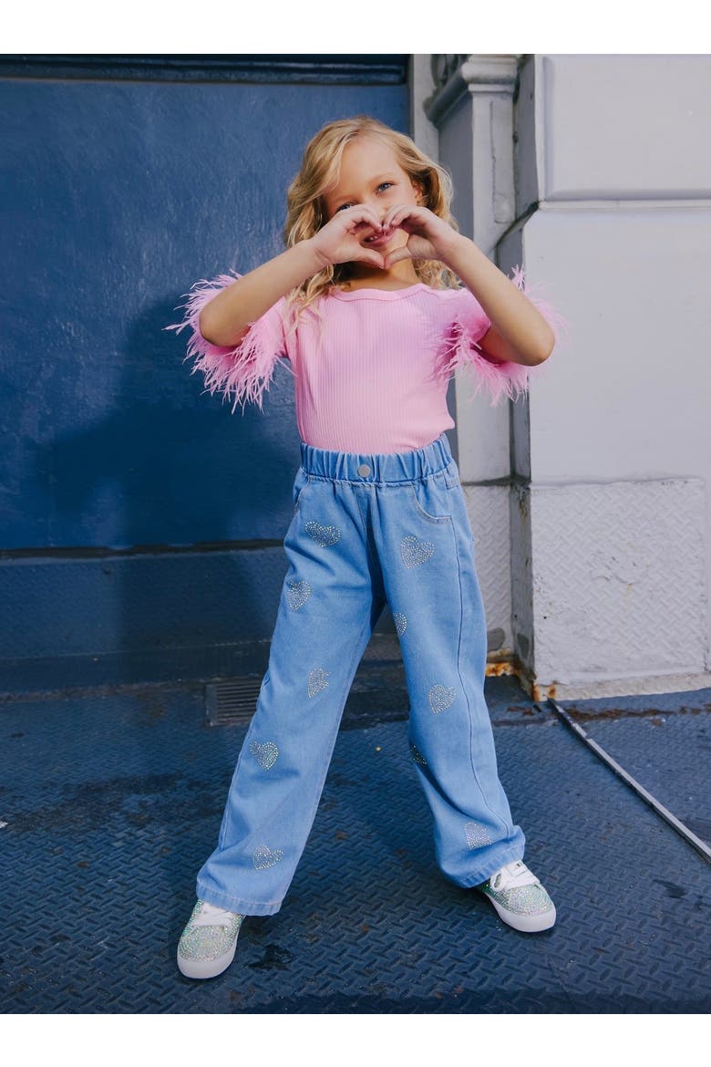 Crystal Heart Jeans, Alternate, color, Blue