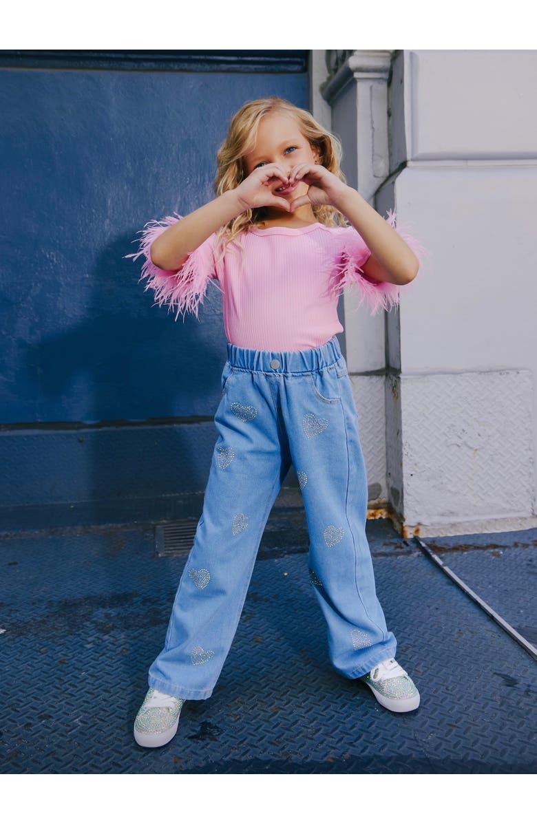 Lola + The Boys Crystal Heart Jeans, Alternate, color, Blue