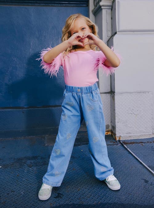 Lola + The Boys Crystal Heart Jeans In Blue