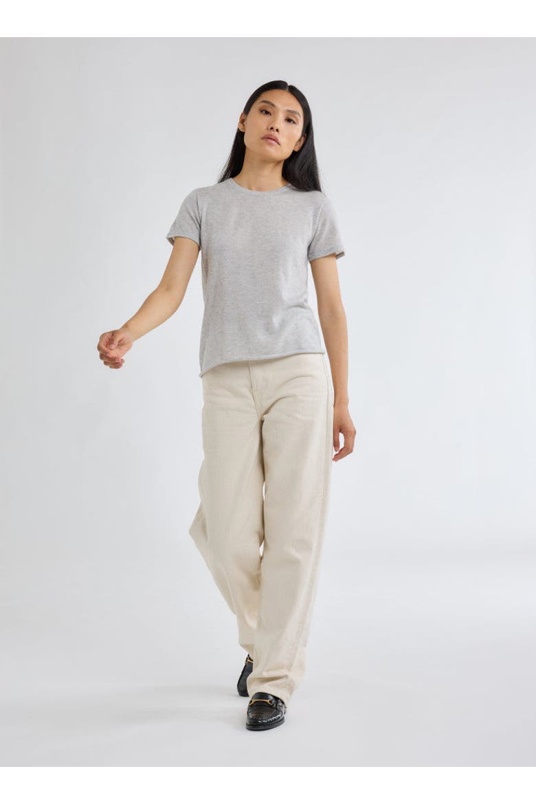 100% Machine Washable Cashmere Short Sleeve Crewneck T-Shirt, Main, color, BRUME CHINE