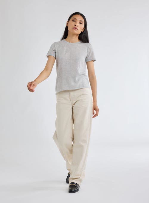 Majestic Filatures 100% Machine Washable Cashmere Short Sleeve Crewneck T-Shirt in Brume Chine  product