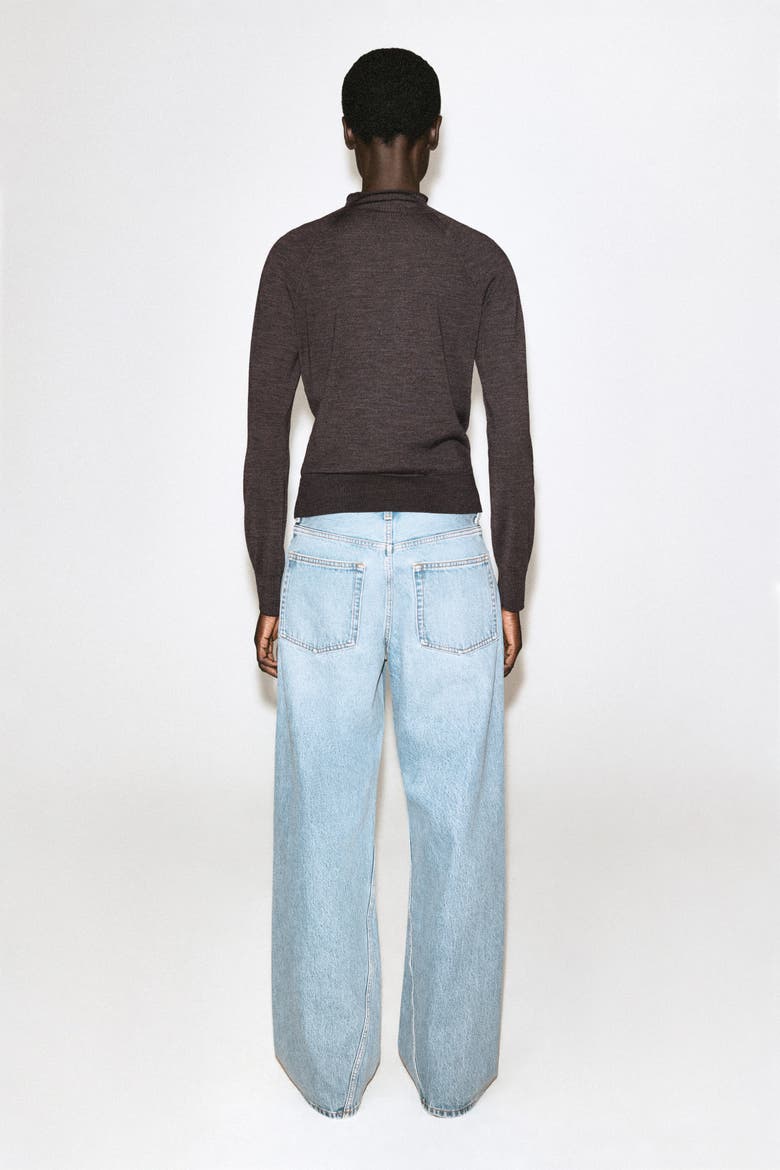 Merino Wool Funnel-neck Sweater, Alternate, color, BROWN MÉLANGE