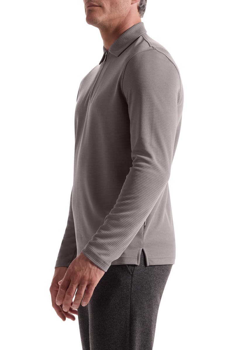 Bugatchi Ottoman Rib Half Zip Long Sleeve Polo, Alternate, color, Walnut