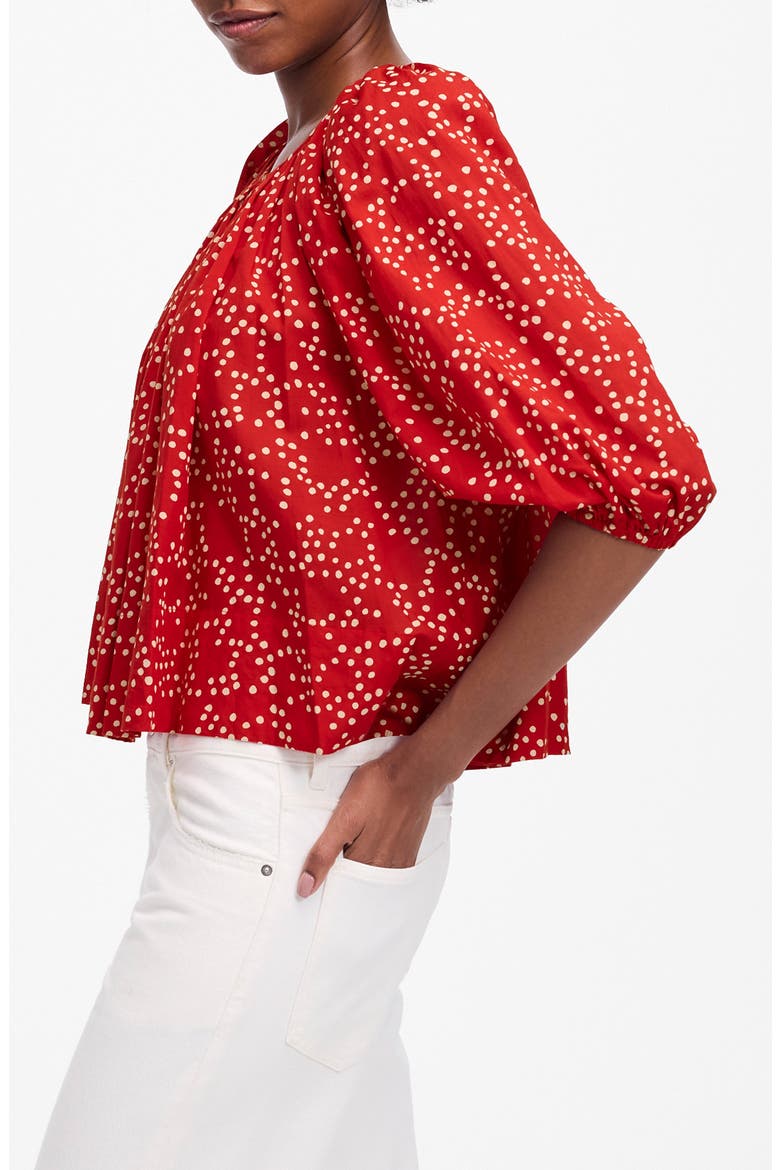 Shirred Puff-Sleeve Top, Alternate, color, FESTIVAL RED