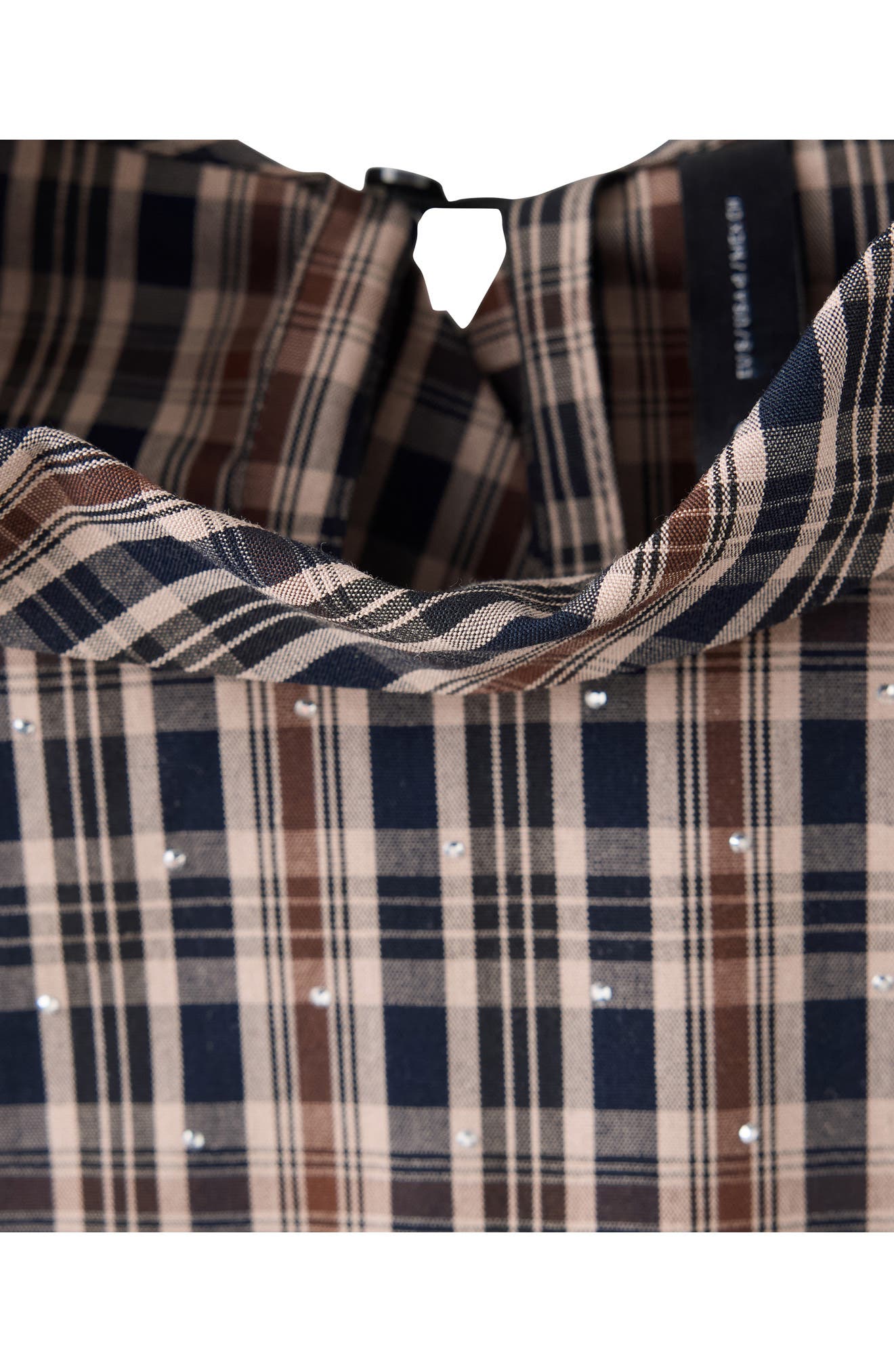MANGO Rhinestone Plaid Top (Women) | Nordstrom
