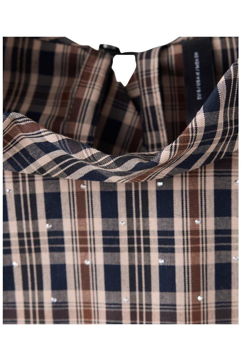 Rhinestone Plaid Top, Alternate, color, BROWN