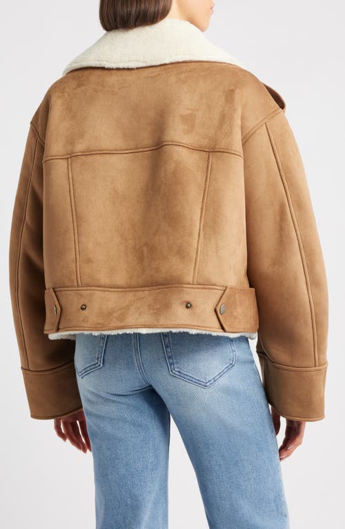 Ugg(r) Finnian Oversize Faux Suede & Luxefluff Moto Jacket In Brown