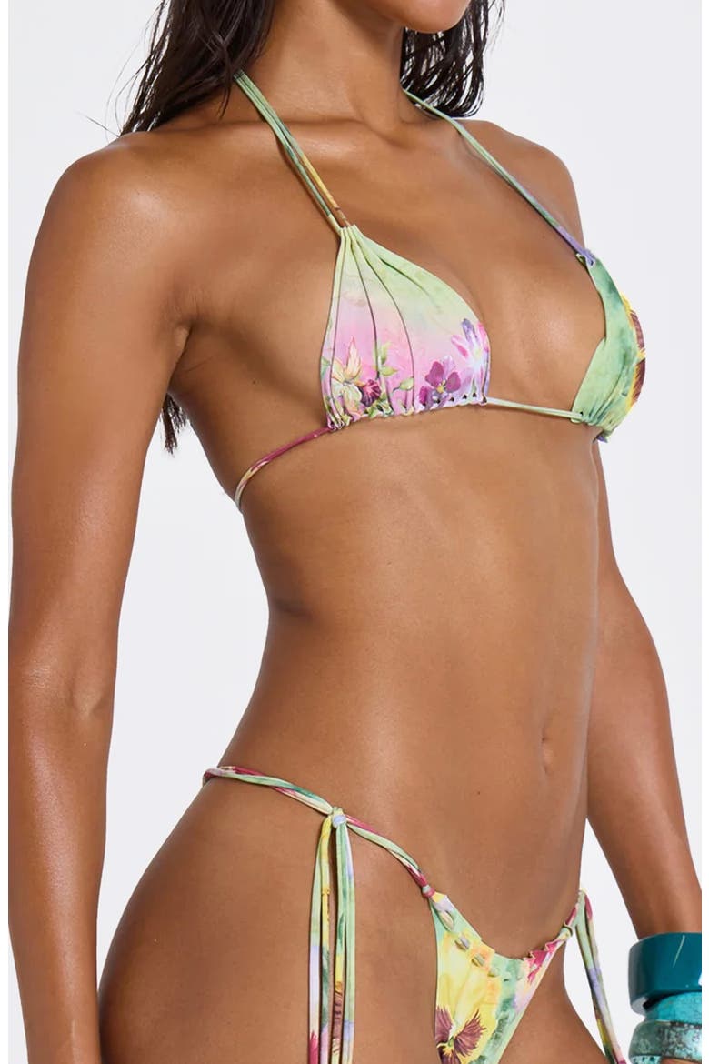 Melona Raw Edge Triangle Bikini Top, Alternate, color, GREEN