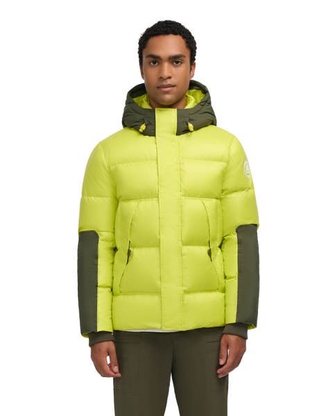 Nuray Mixed Media Color Block Puffer with Fixed Hood