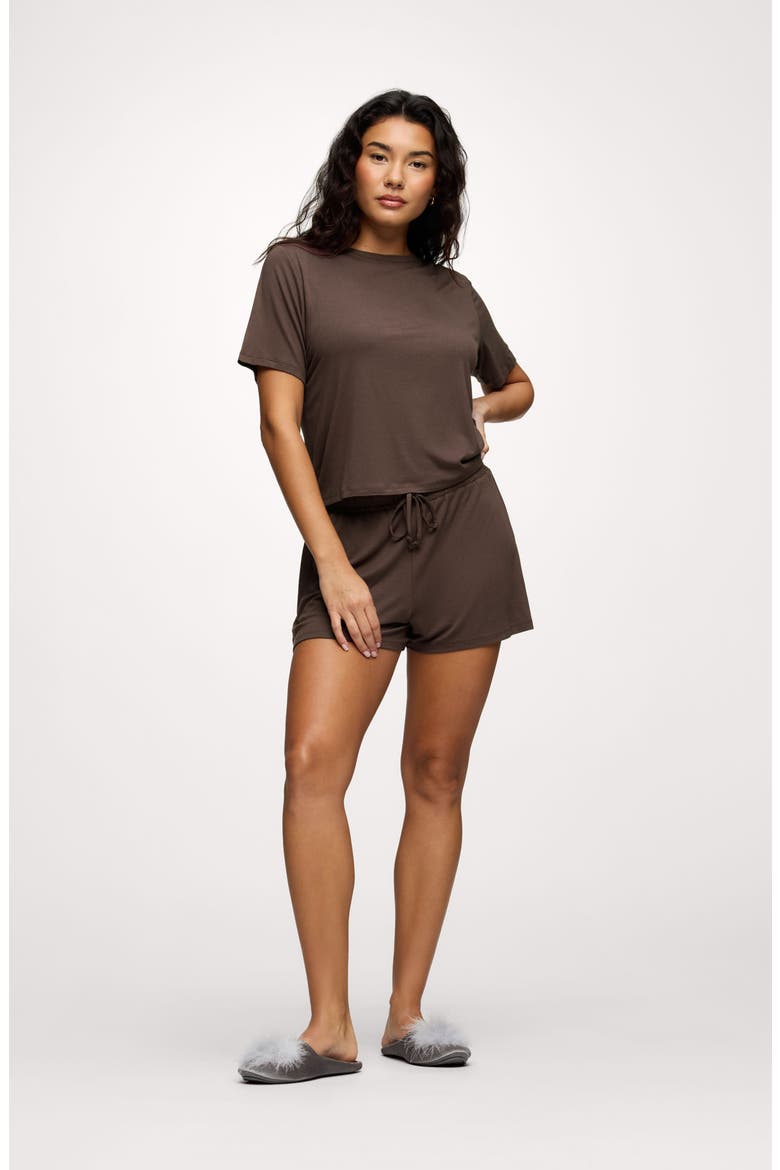 Pajama Short Set, Alternate, color, COFFEE