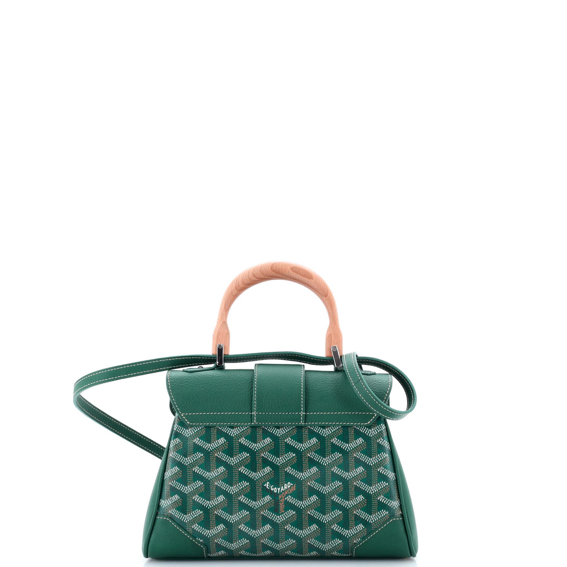 Pre-Owned Goyard Saigon Top Handle Bag Coated Canvas with Leather Mini, Alternate, color, Green