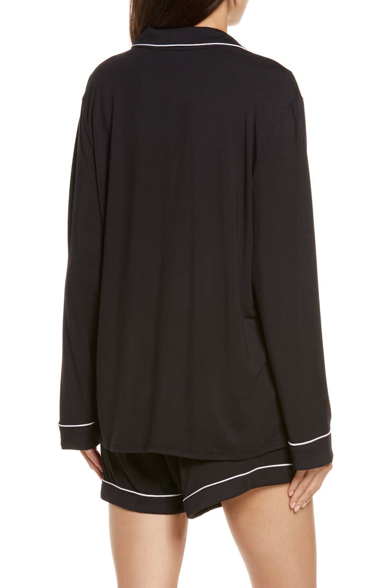 Moonlight Eco Long Sleeve Short Pajamas, Alternate, color, BLACK