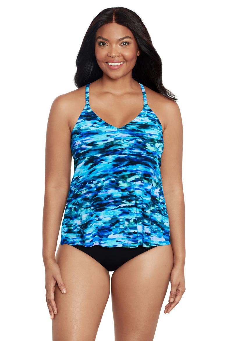 Bili Racerback Tankini Swimsuit Top, Main, color, Ocean Dream
