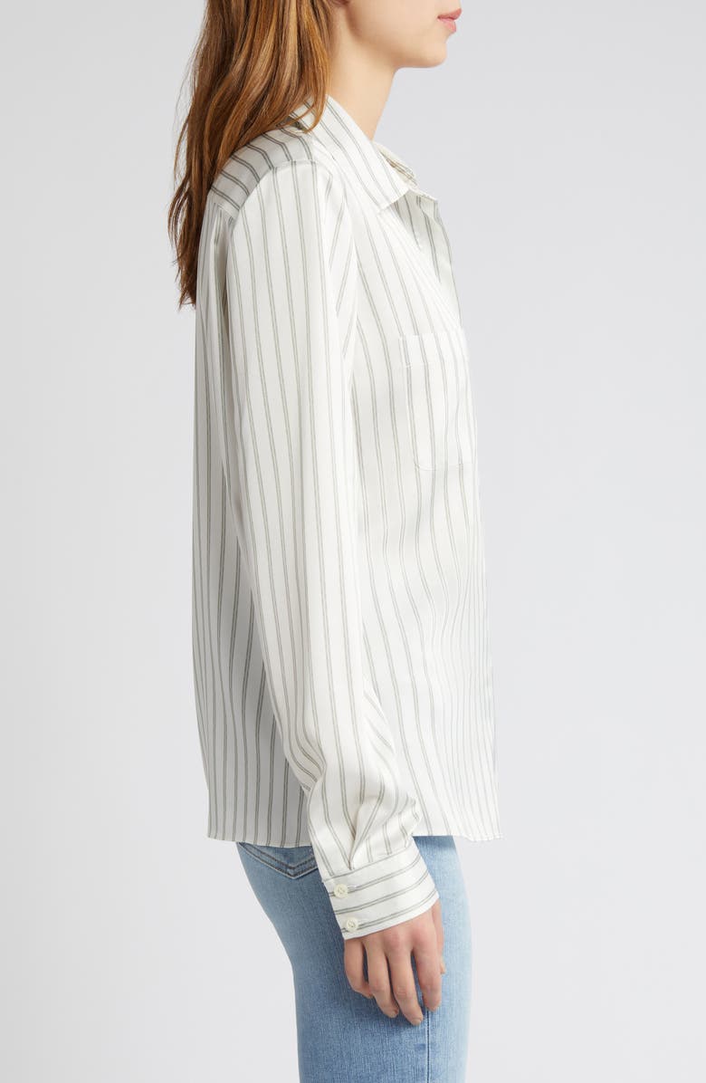 FRAME Stripe Patch Pocket Slim Fit Recycled Polyester Button-Up Shirt, Alternate, color, 