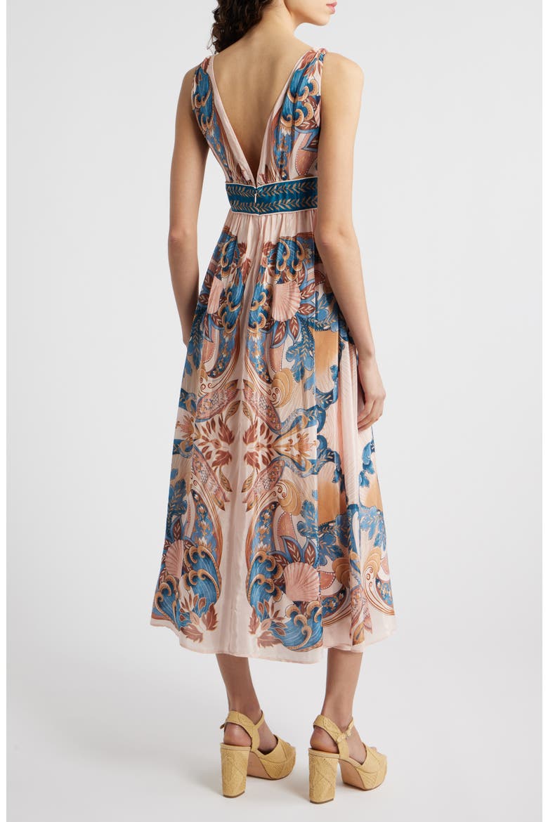 Garden Scarf Print Midi Dress, Alternate, color, GARDEN SCARF SOFT PINK