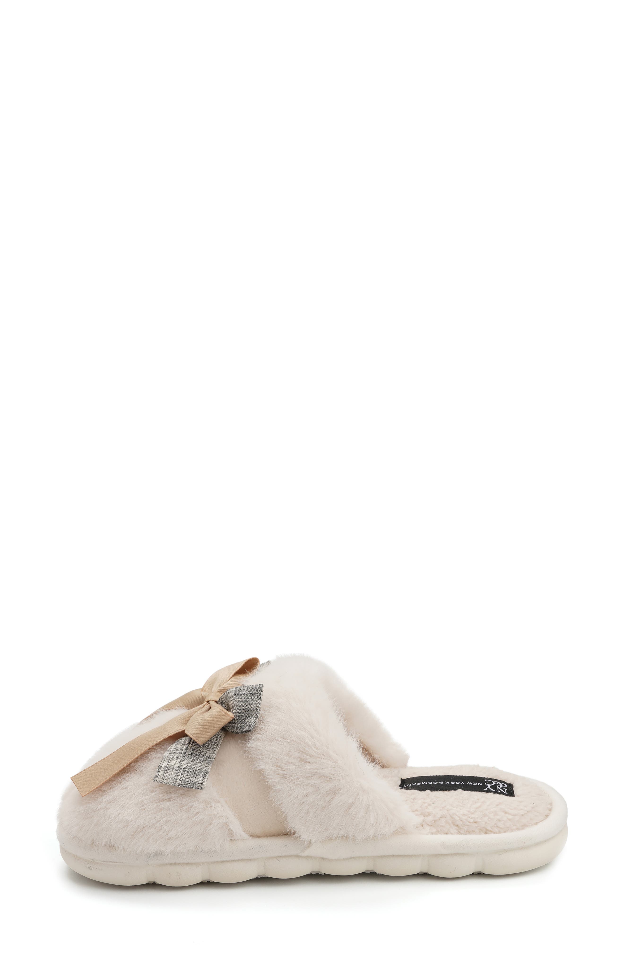Bow Faux Fur Slipper, Alternate, color, PINK