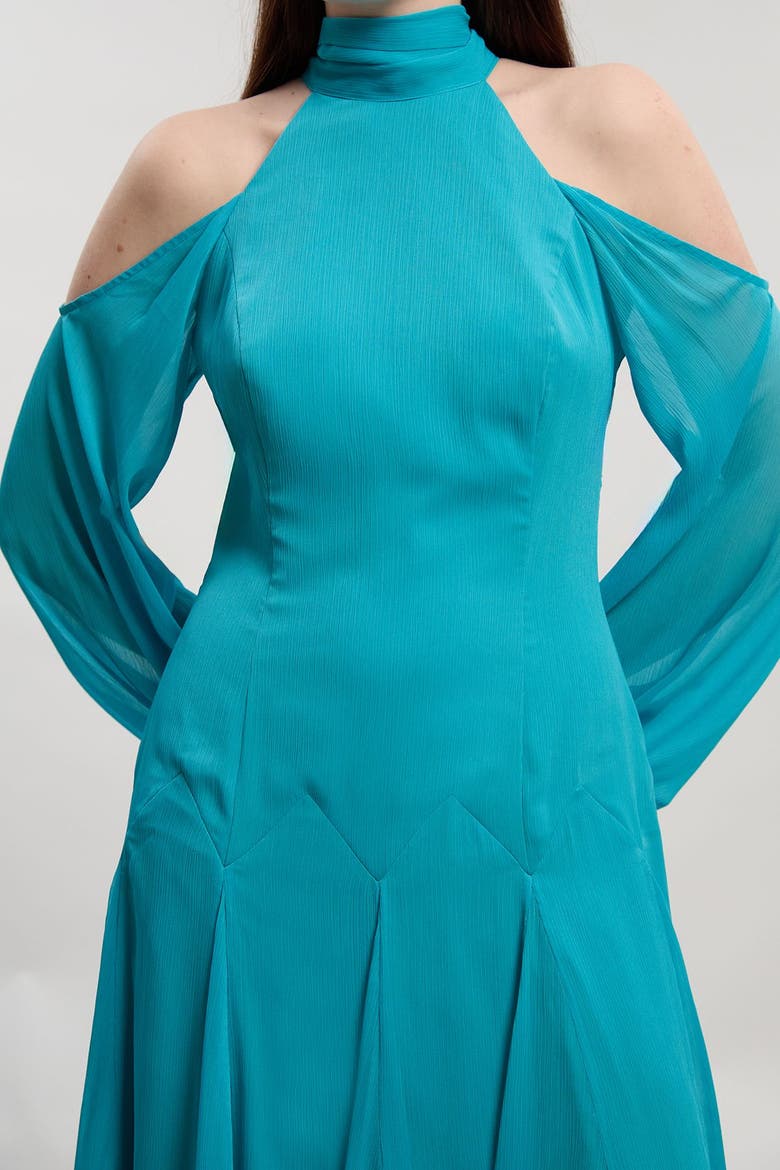 Cold Shoulder Maxi Dress, Alternate, color, Aqua