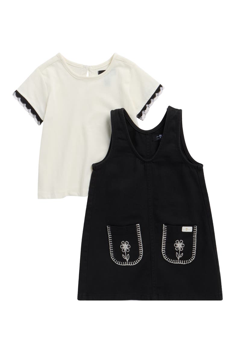 Kids' T-Shirt & Denim Dress Set, Main, color, ANTIQUE WHITE
