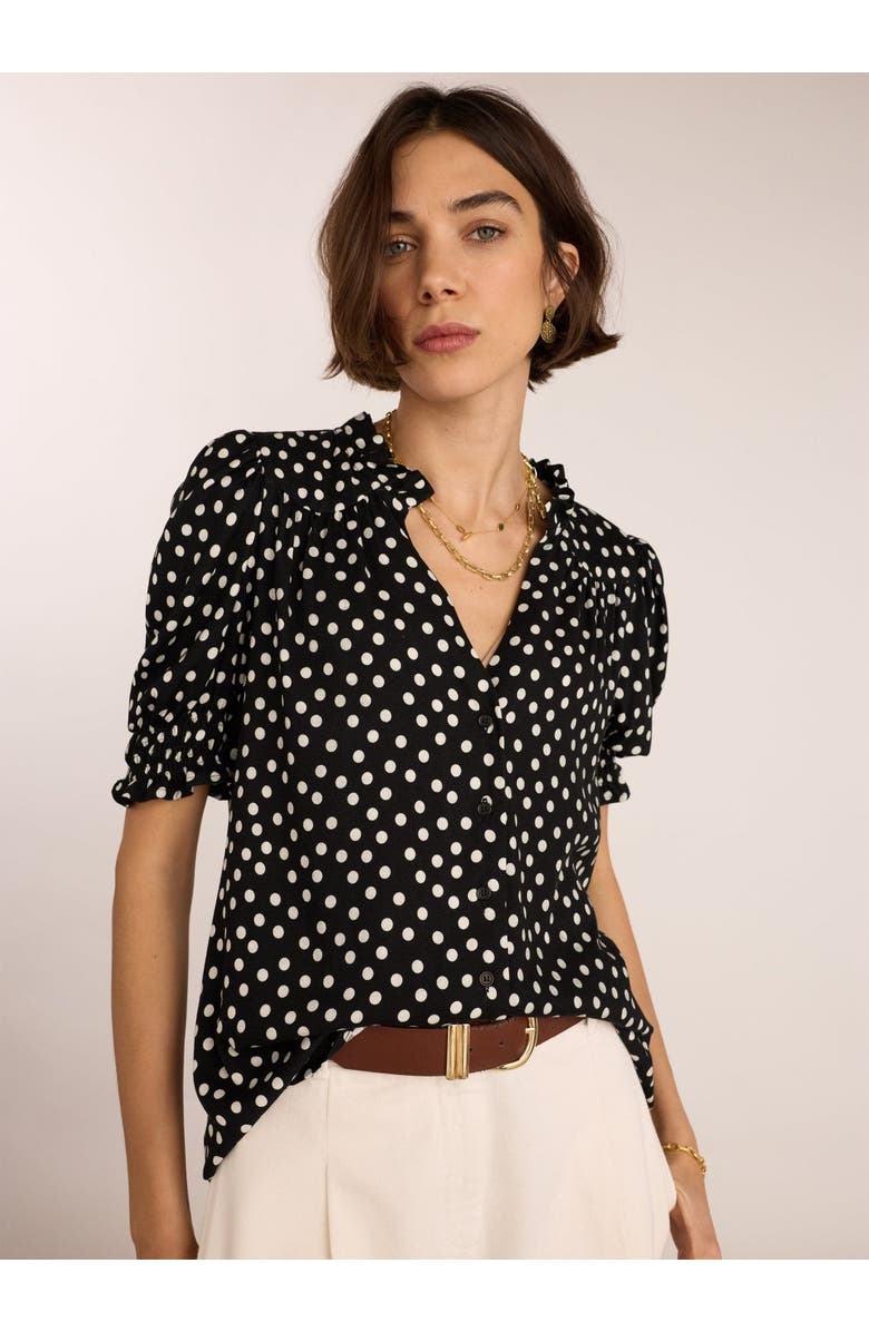 Baukjen Nolan Polka Dot V-Neck Blouse, Main, color, Black Polka