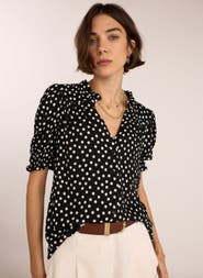 Baukjen Nolan Polka Dot V-Neck Blouse