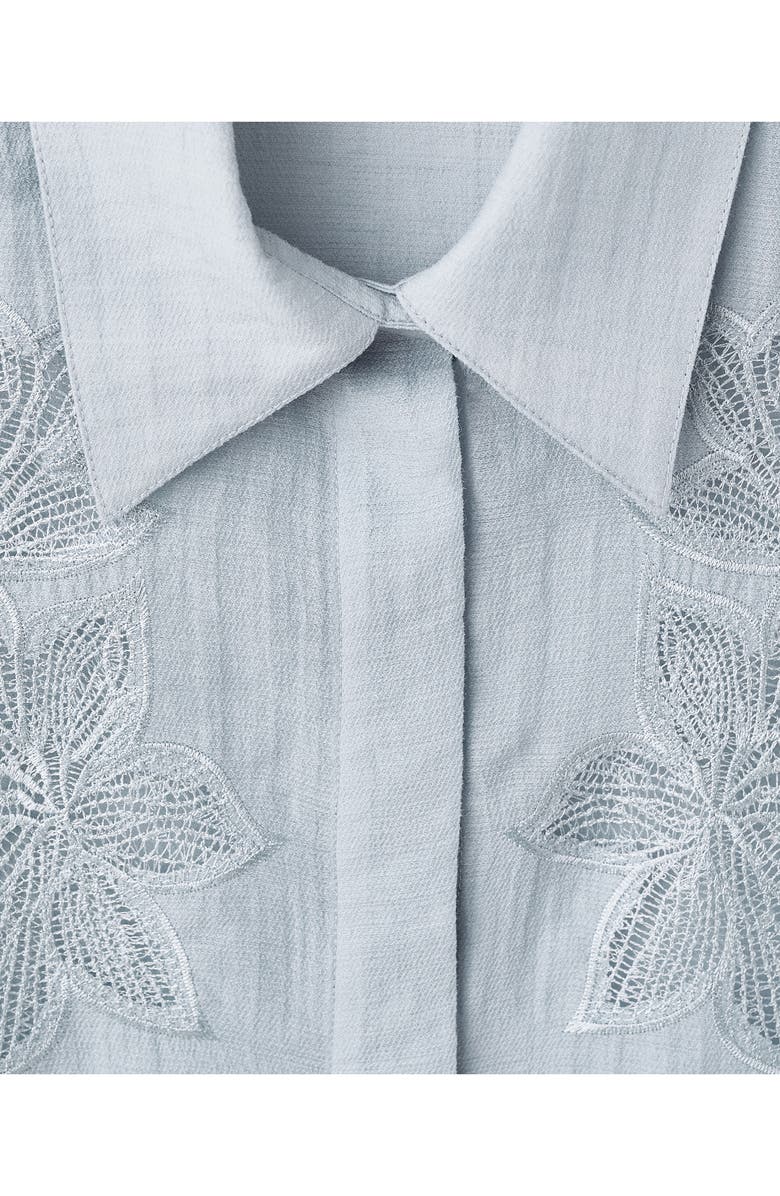 MANGO Embroidered Semi Sheer Blouse, Alternate, color, Blue