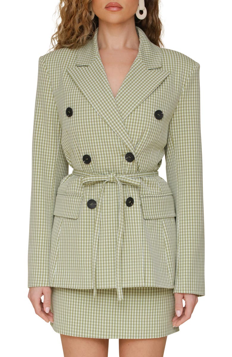 Avec Les Filles Double Breasted Gingham Blazer, Main, color, 
