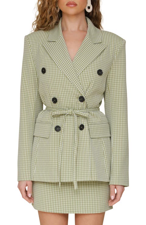 Double Breasted Gingham Blazer