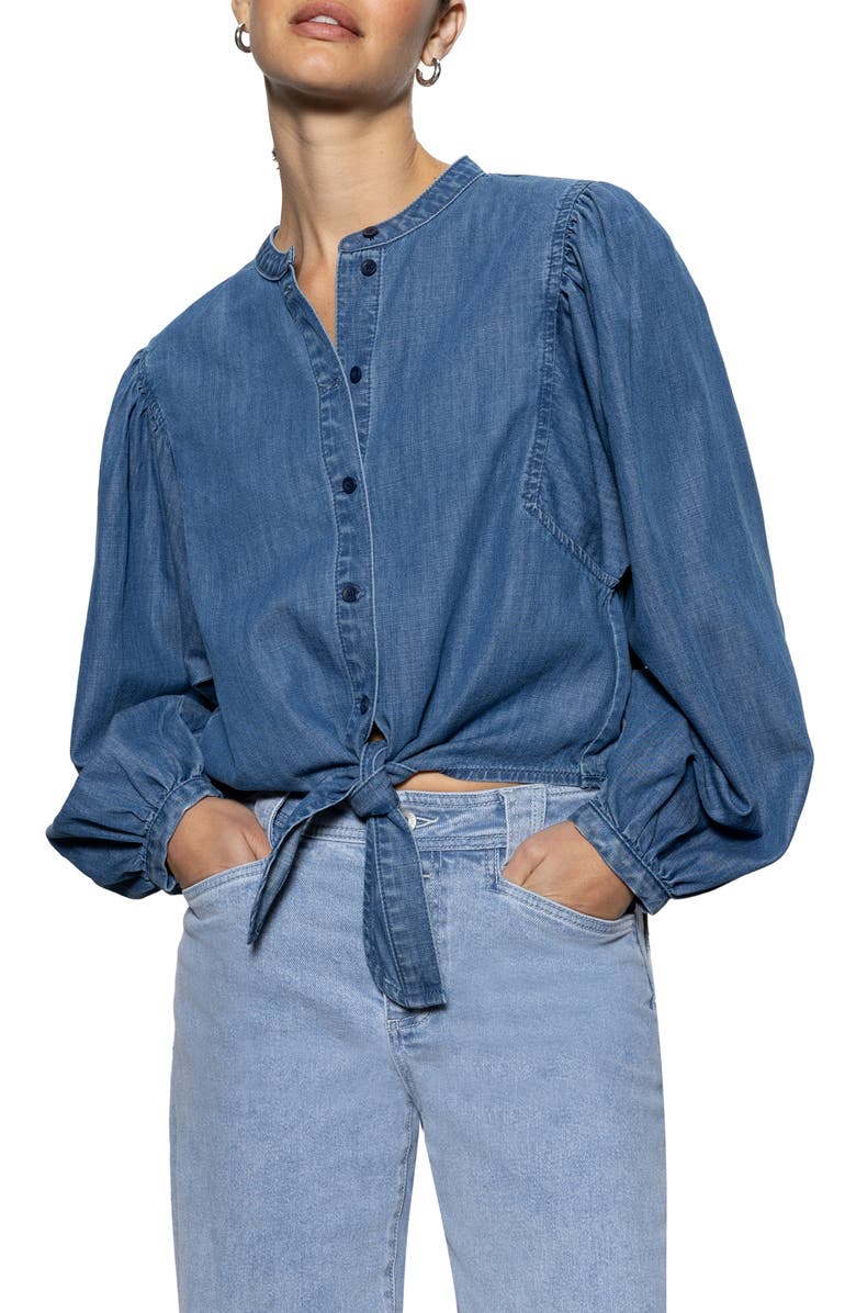 Sanctuary Tie Front Button-Up Shirt, Main, color, 