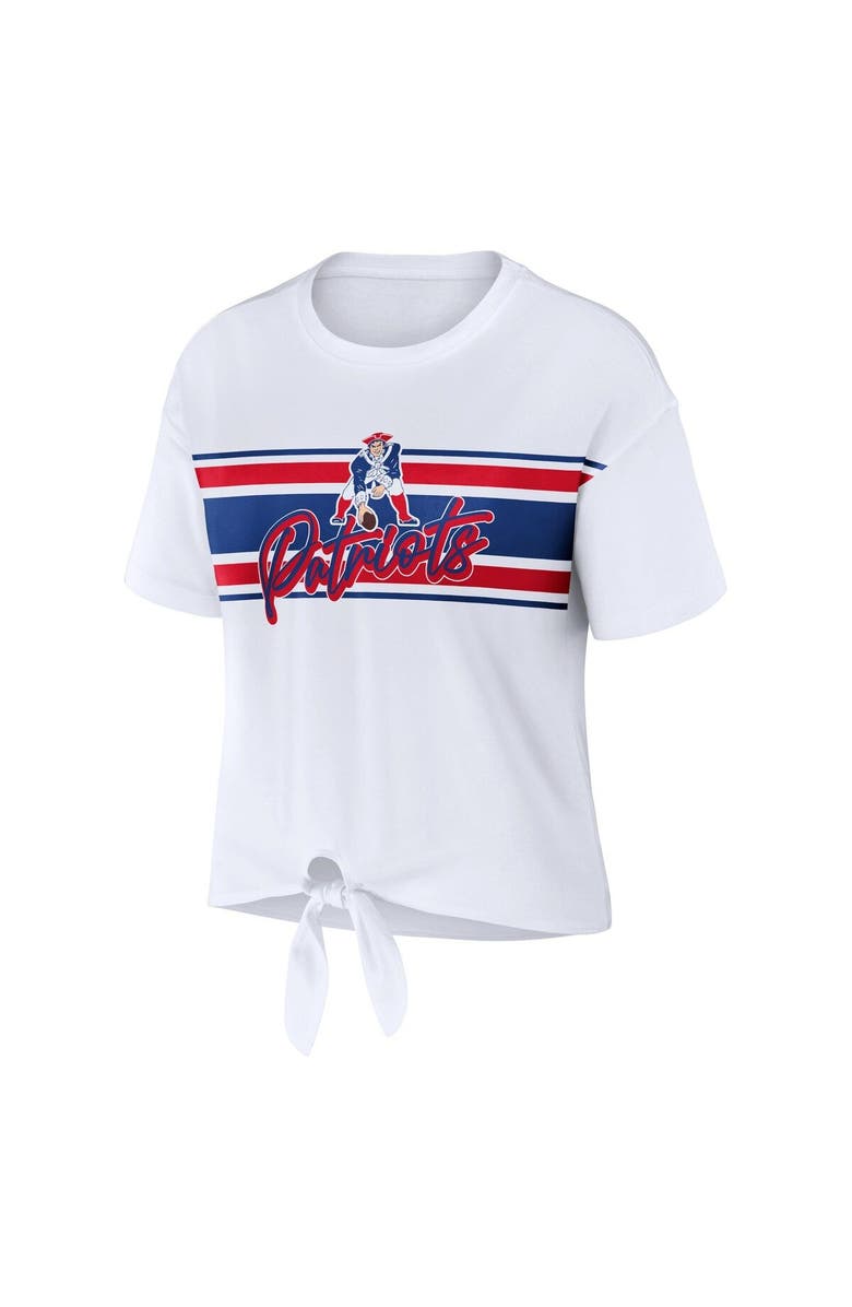 WEAR by Erin Andrews Women's WEAR by Erin Andrews White New England Patriots Front Tie Retro T-Shirt, Alternate, color, 