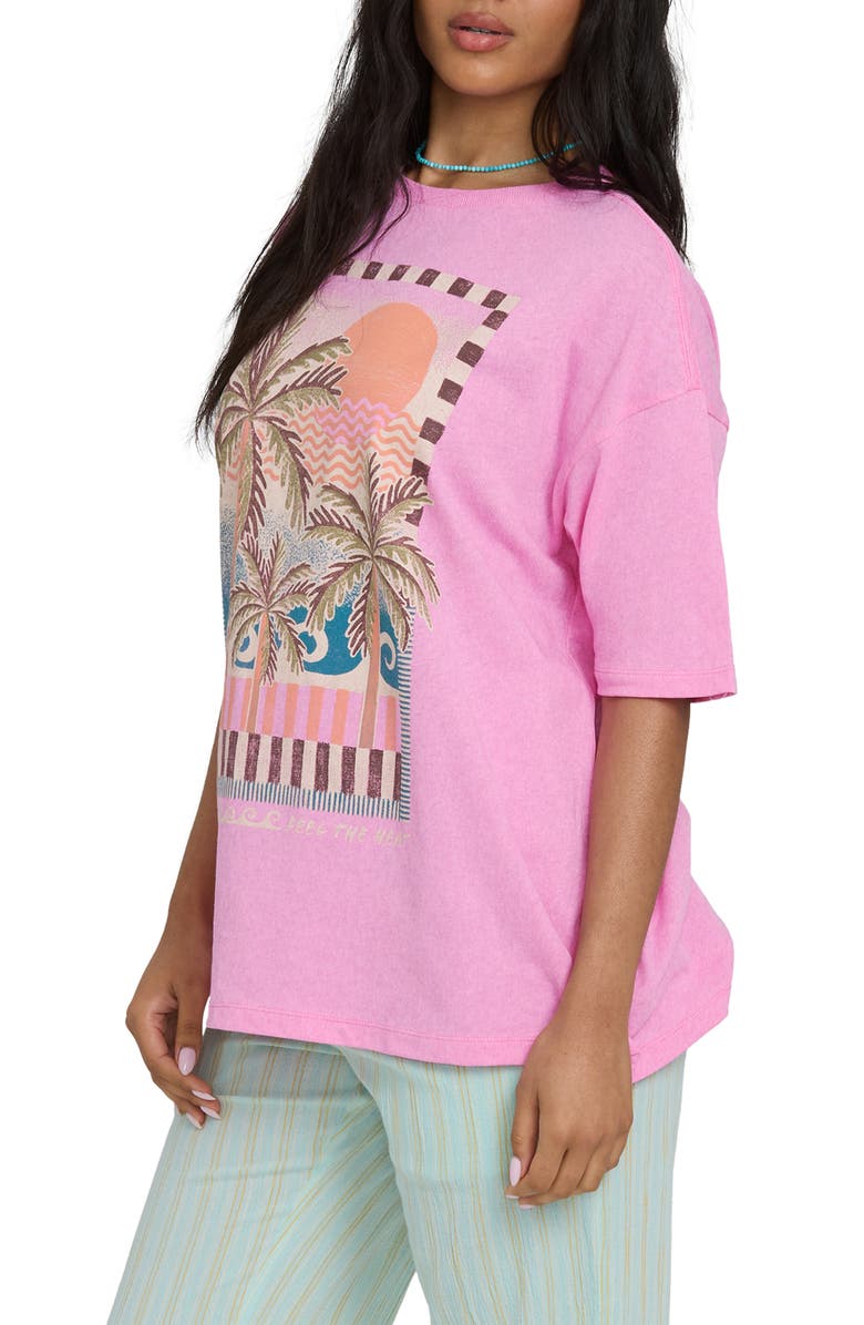 Billabong Feel The Heat Graphic Oversize Cotton T-Shirt, Alternate, color, Party Pink