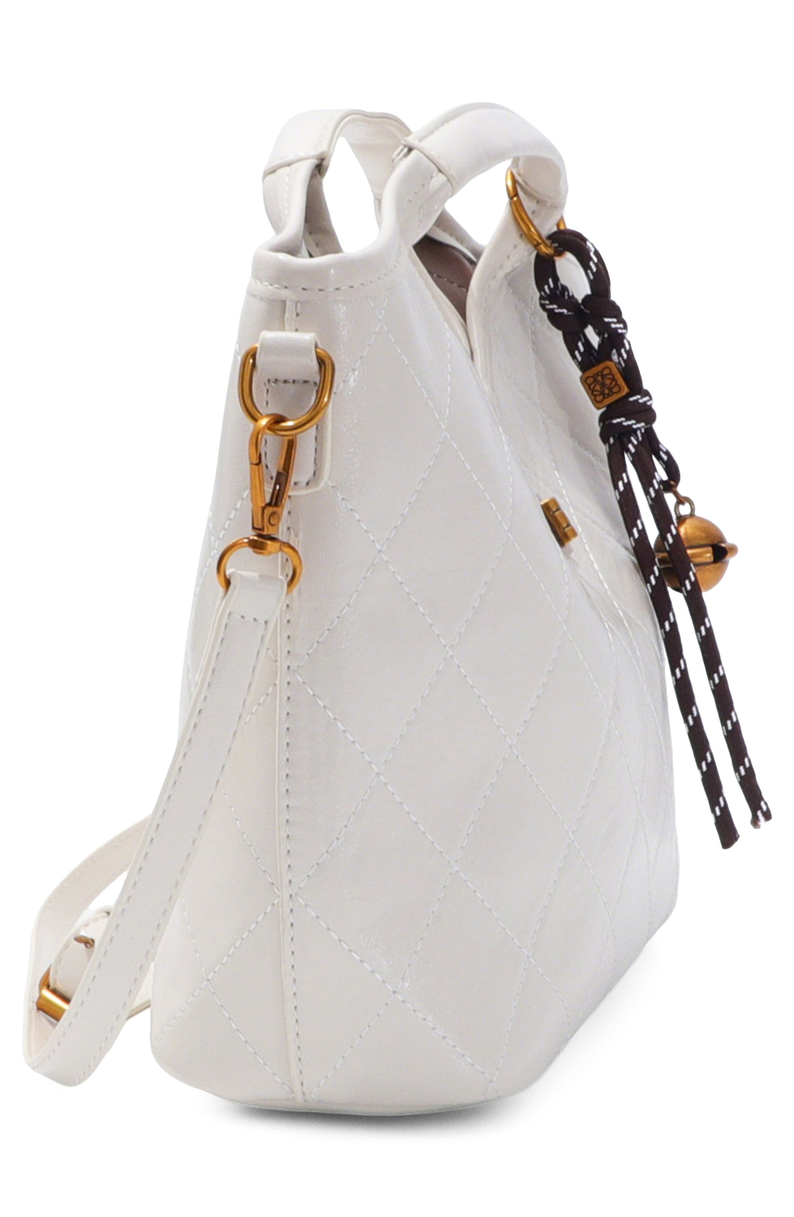 Quilted Faux Leather Handle Bag, Alternate, color, WHITE