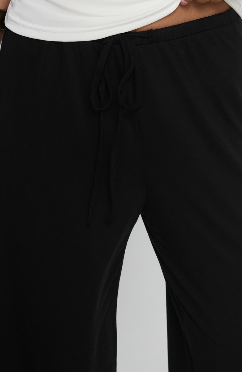 Princess Polly Gavrielle Jersey Drawstring Wide Leg Pants, Alternate, color, Black