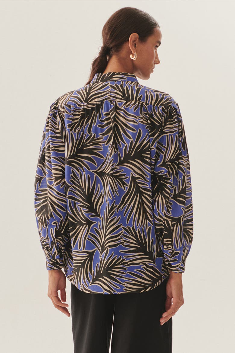 Gracie Cotton Shirt, Alternate, color, Blue and Green Patterned