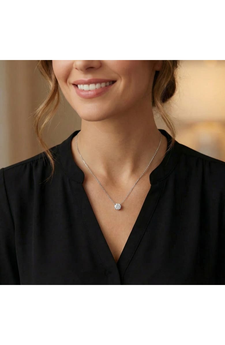 Bliss Diamond 2Ct Round Cut Diamond Solitaire Pendant 14k Gold 18" Women's Necklace Lab Grown, Alternate, color, Yellow Gold