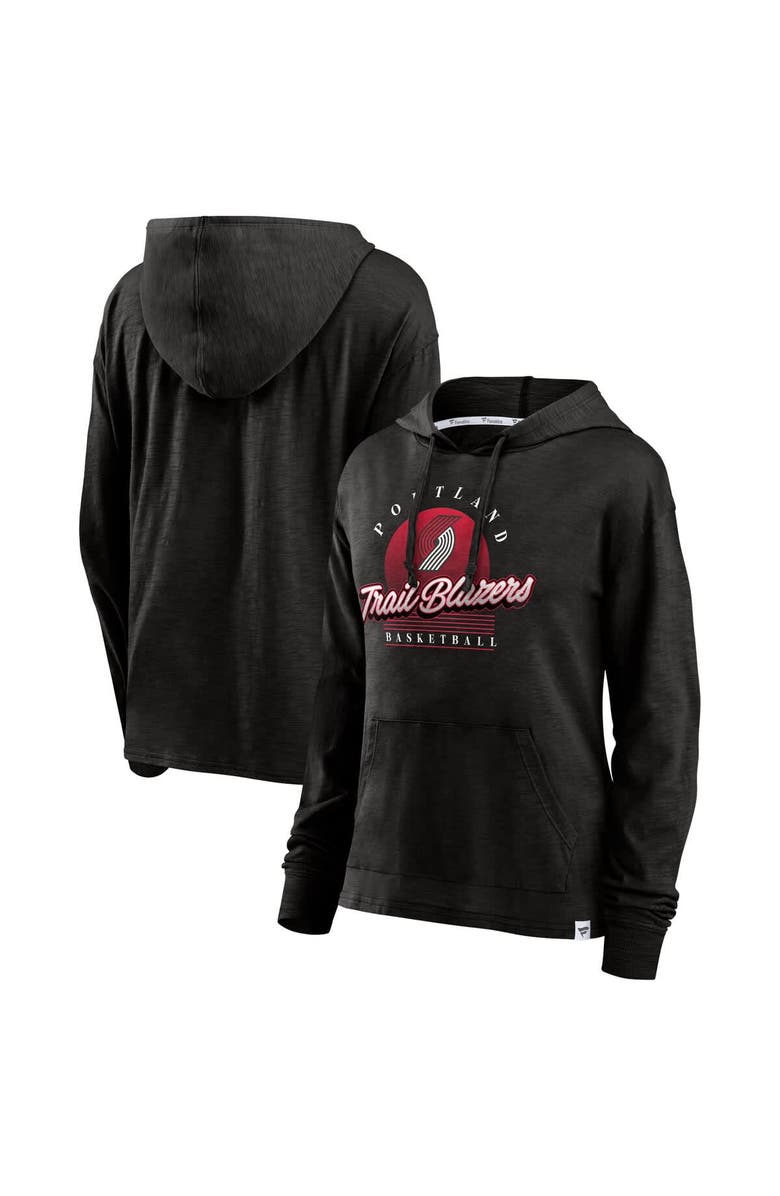 FANATICS Women's Fanatics Black Portland Trail Blazers Full Steam Slub Hoodie T-Shirt, Main, color, Black