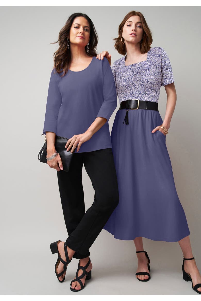 Stretch Cotton Square Neck Tee, Alternate, color, FRENCH BLUE