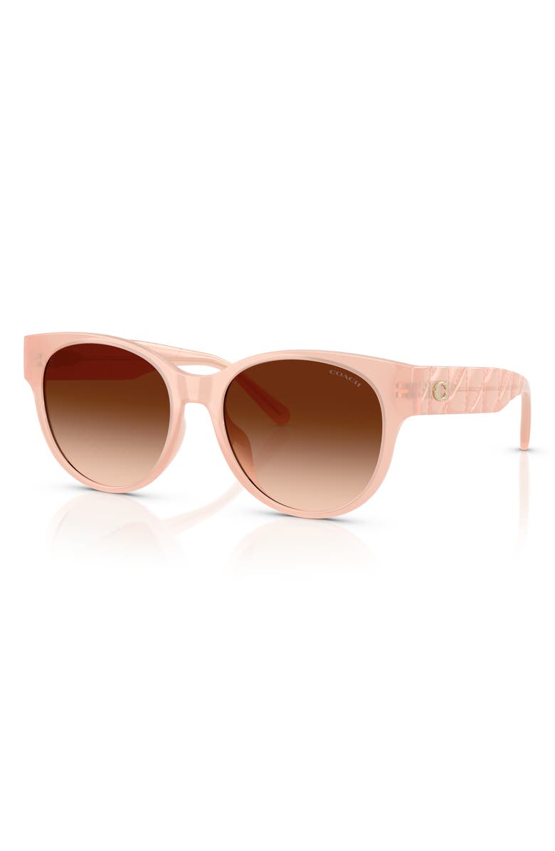 COACH 56mm Gradient Round Sunglasses, Alternate, color, Light Pink / Brown Gradient